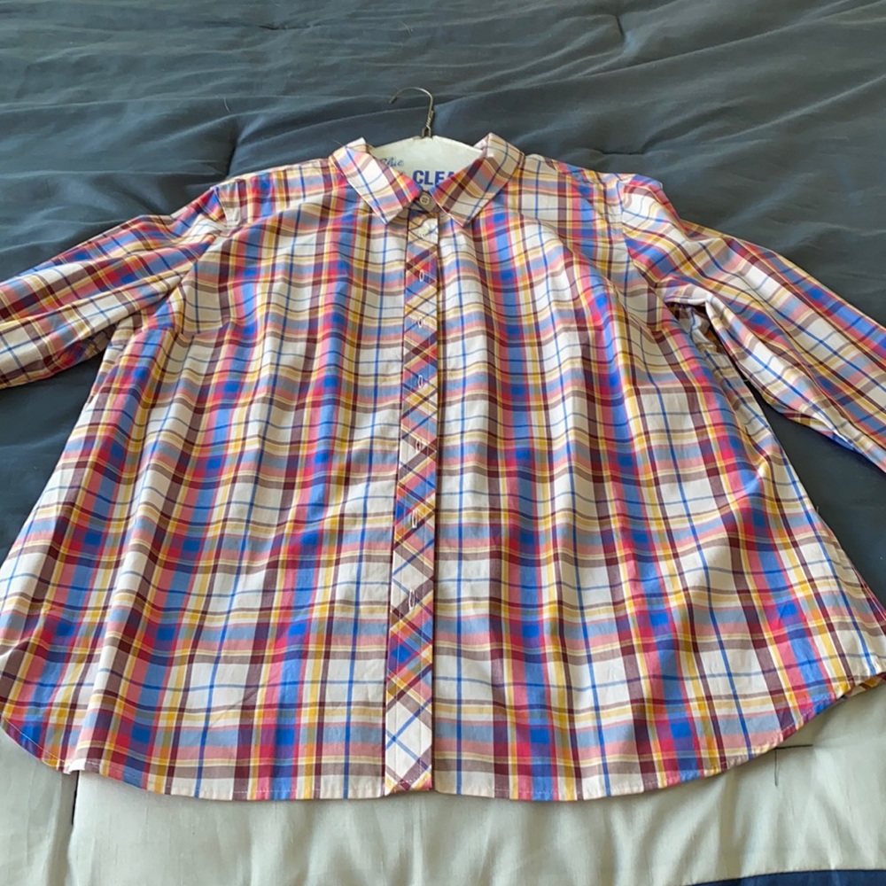 NWT Talbots plaid long sleeve blouse
